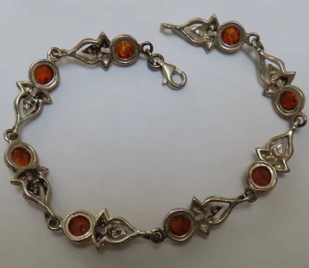 Lovely Floral Amber Sterling Silver Bracelet - image 5