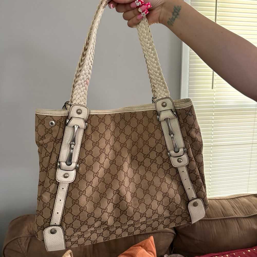 Gucci White Canvas Tote Bag - image 1