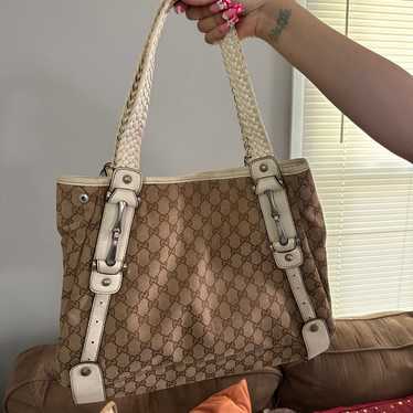 Gucci White Canvas Tote Bag