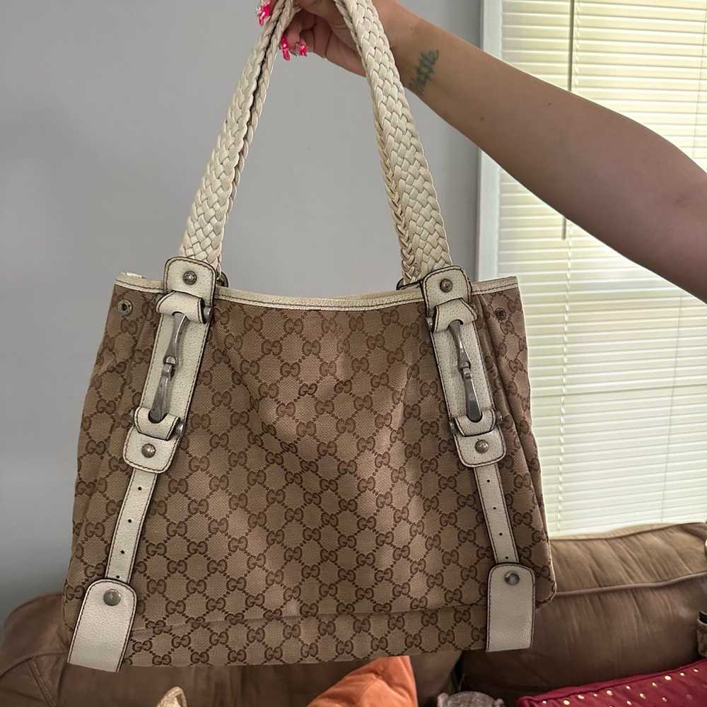 Gucci White Canvas Tote Bag - image 2