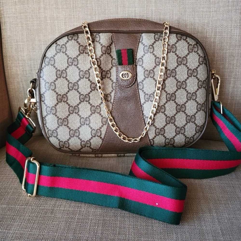 Authentic Gucci vintage web sherry line clutch cr… - image 1