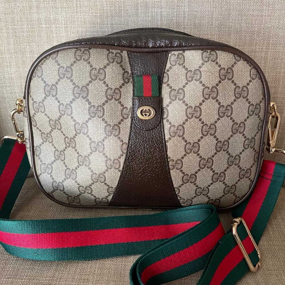 Authentic Gucci vintage web sherry line clutch cr… - image 4