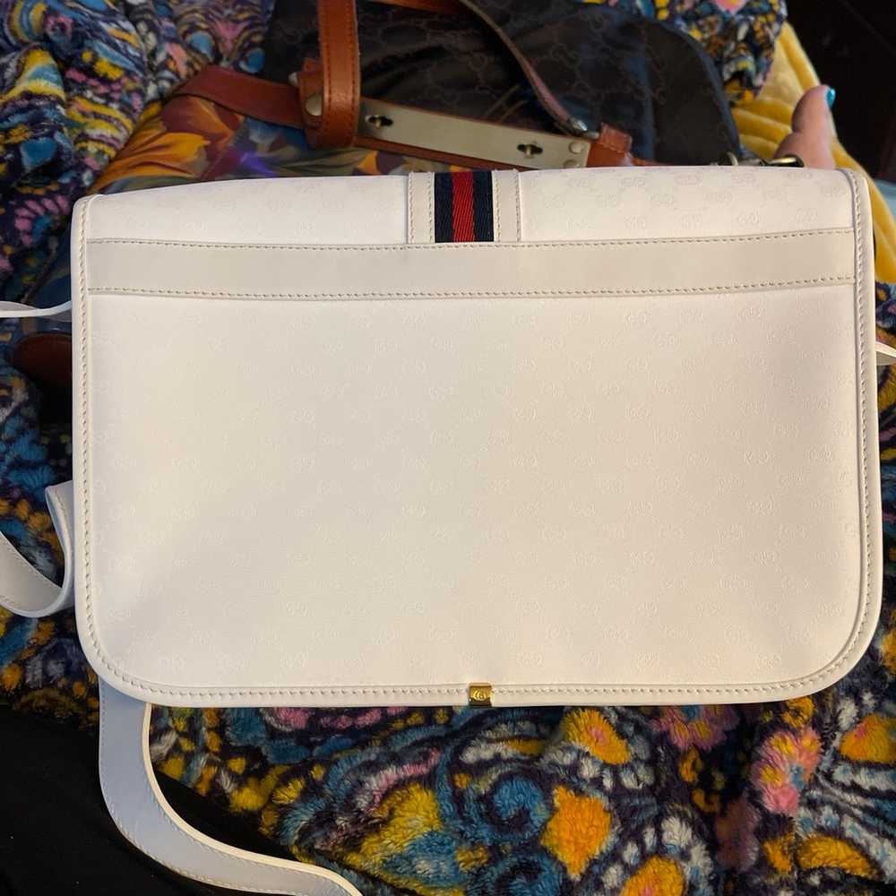 Gucci-Shoulder Bag White GG Coated Canvas Leather… - image 3