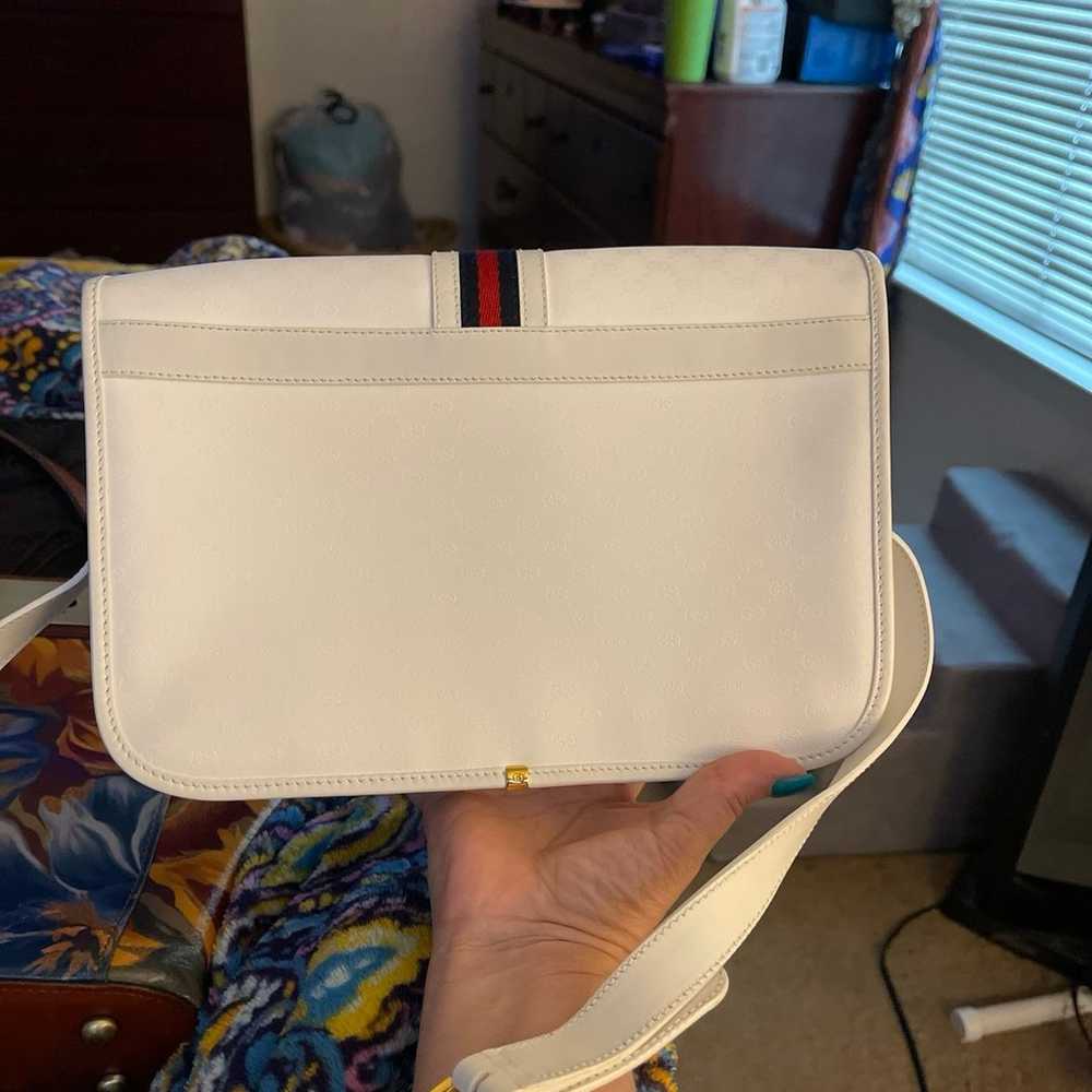Gucci-Shoulder Bag White GG Coated Canvas Leather… - image 6