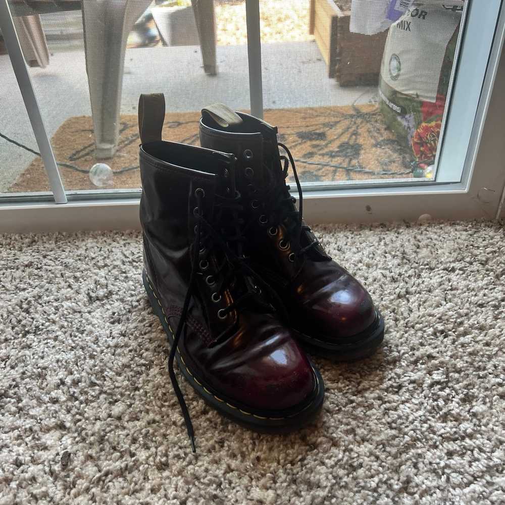 Doc Martens vegan 1460 lace up boots in cherry red - image 1