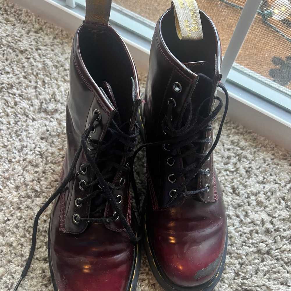 Doc Martens vegan 1460 lace up boots in cherry red - image 3