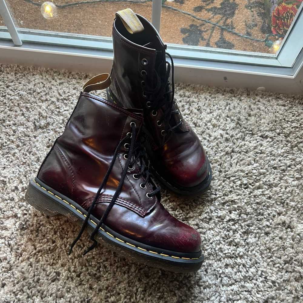 Doc Martens vegan 1460 lace up boots in cherry red - image 6