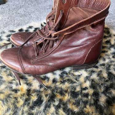 Vtg Zara Combat Boots TRF 100 leather made in Indi