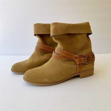 Seychelles Tan Suede Slouch Boots 6 Moto Harness … - image 1