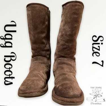 Pre-Owned UGG Sunset Tall Brown Shearling Boots -… - image 1