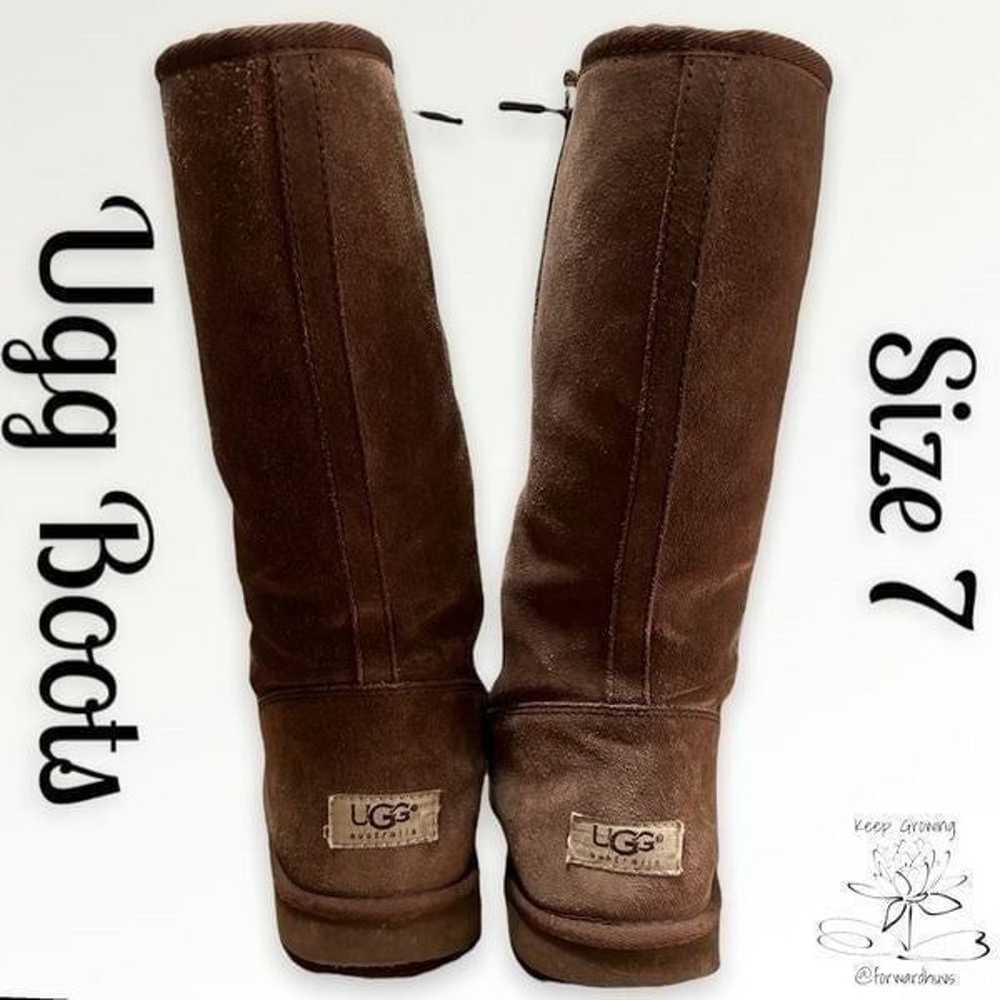 Pre-Owned UGG Sunset Tall Brown Shearling Boots -… - image 3