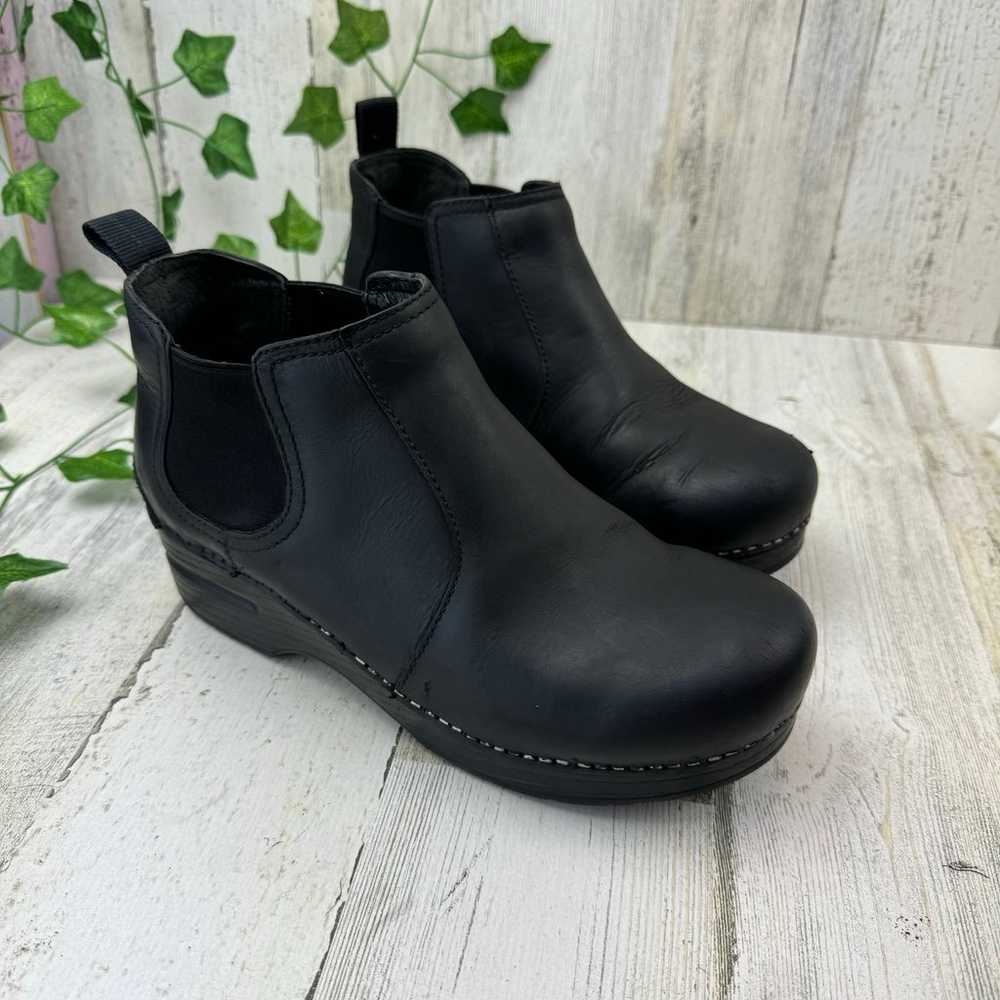 Dansko Frankie Black Oiled Clog Ankle Boots Chels… - image 1