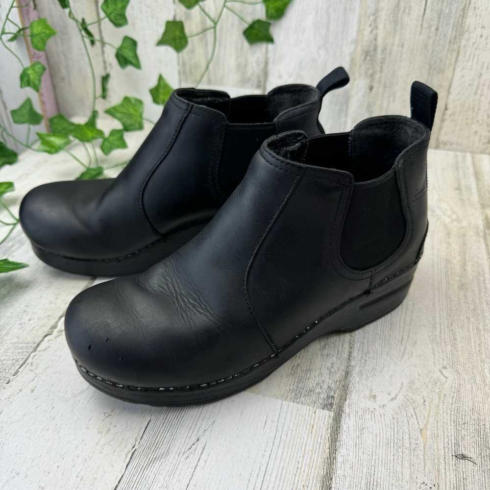 Dansko Frankie Black Oiled Clog Ankle Boots Chels… - image 3