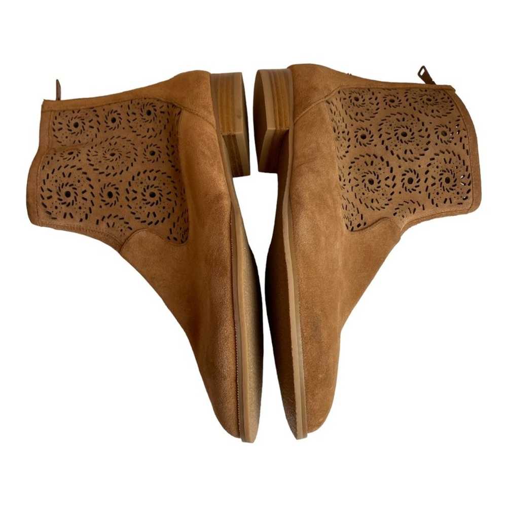 Jack Rogers Tan Suede Laser Cut Ankle Booties 8 - image 3