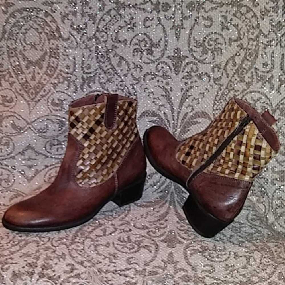 Sesto Meucci Classic Woven Leather Short Boots - image 1