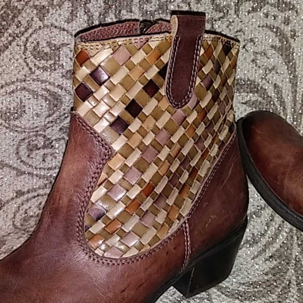 Sesto Meucci Classic Woven Leather Short Boots - image 2