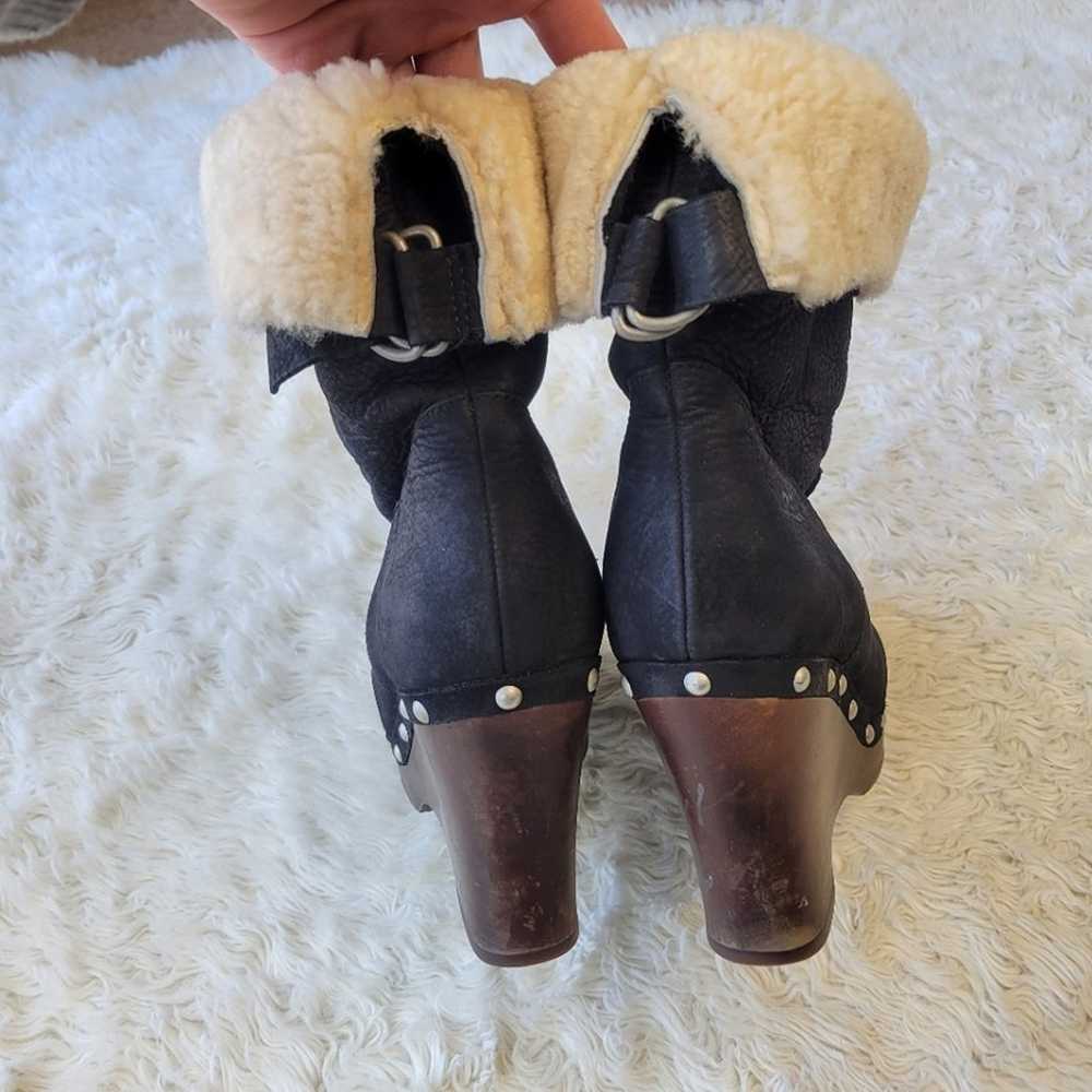UGG Carnegie Black Sheepskin Wedge Heel boots 8 - image 4
