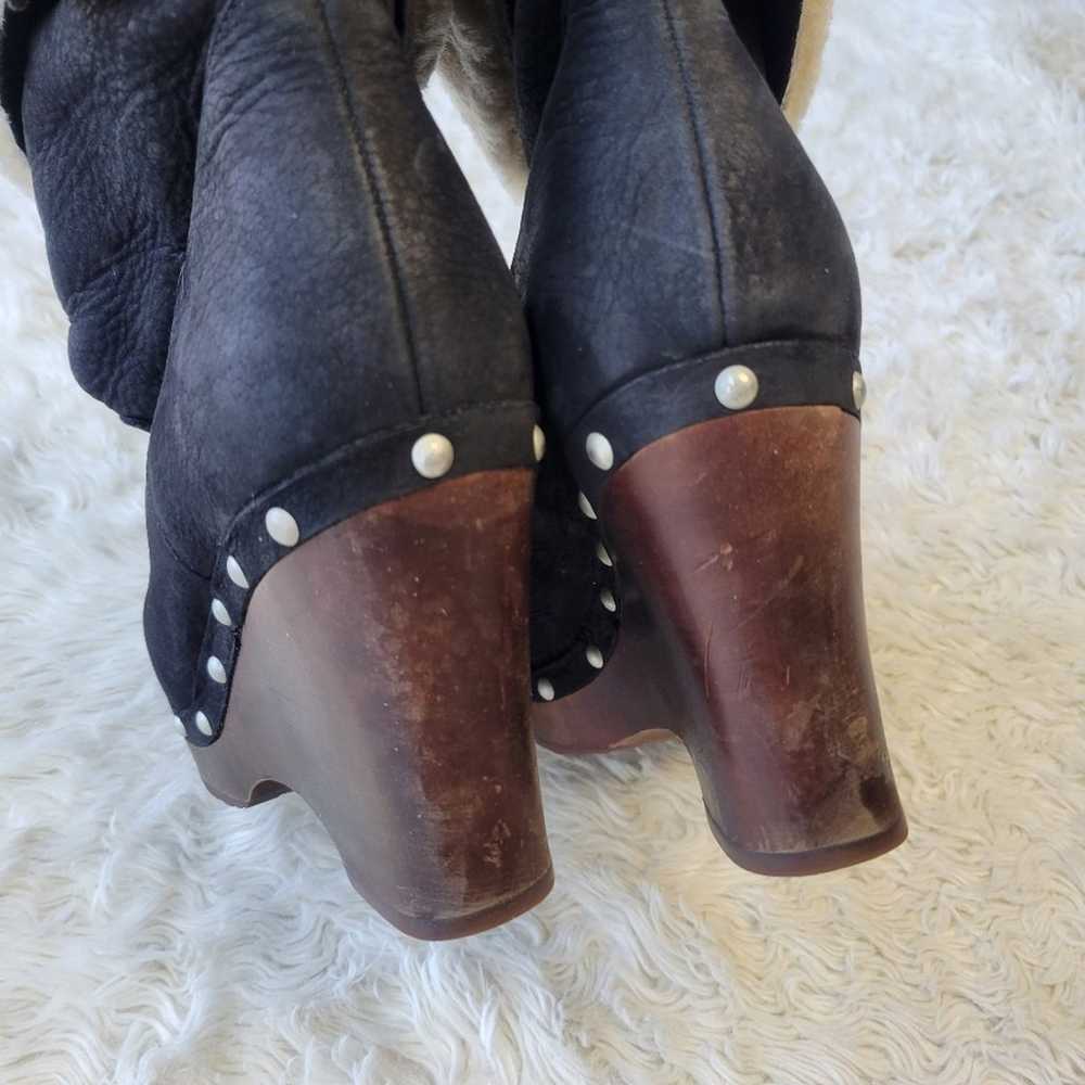 UGG Carnegie Black Sheepskin Wedge Heel boots 8 - image 5