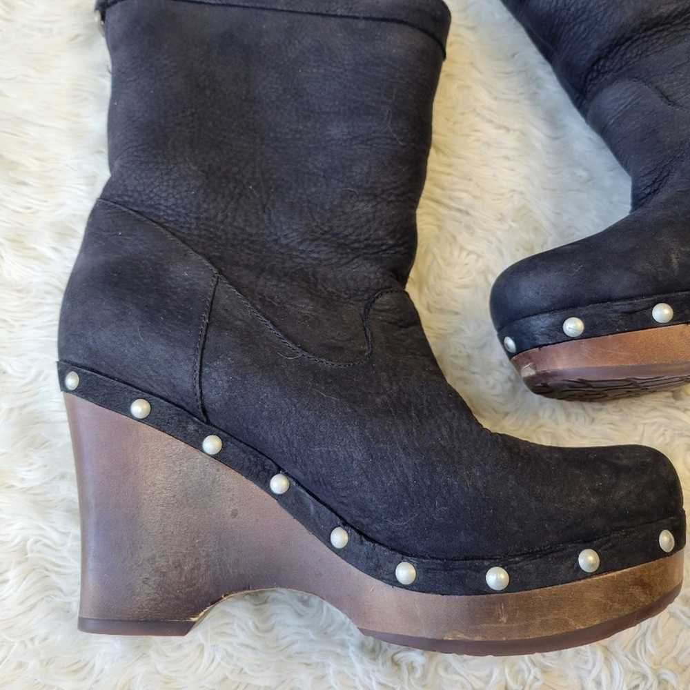 UGG Carnegie Black Sheepskin Wedge Heel boots 8 - image 8