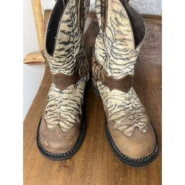 Justin Gypsy Zebra Round Toe Brown Leather Accent… - image 1