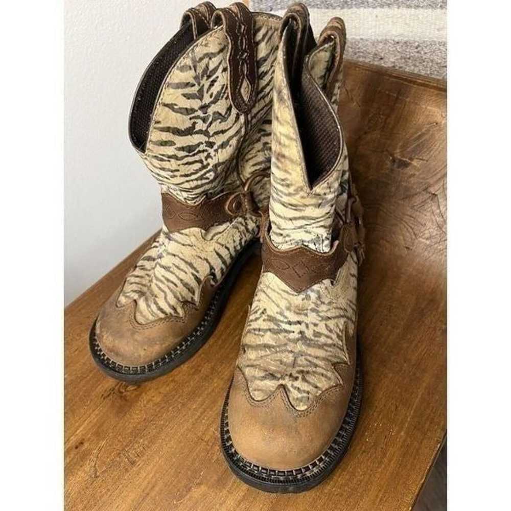 Justin Gypsy Zebra Round Toe Brown Leather Accent… - image 2
