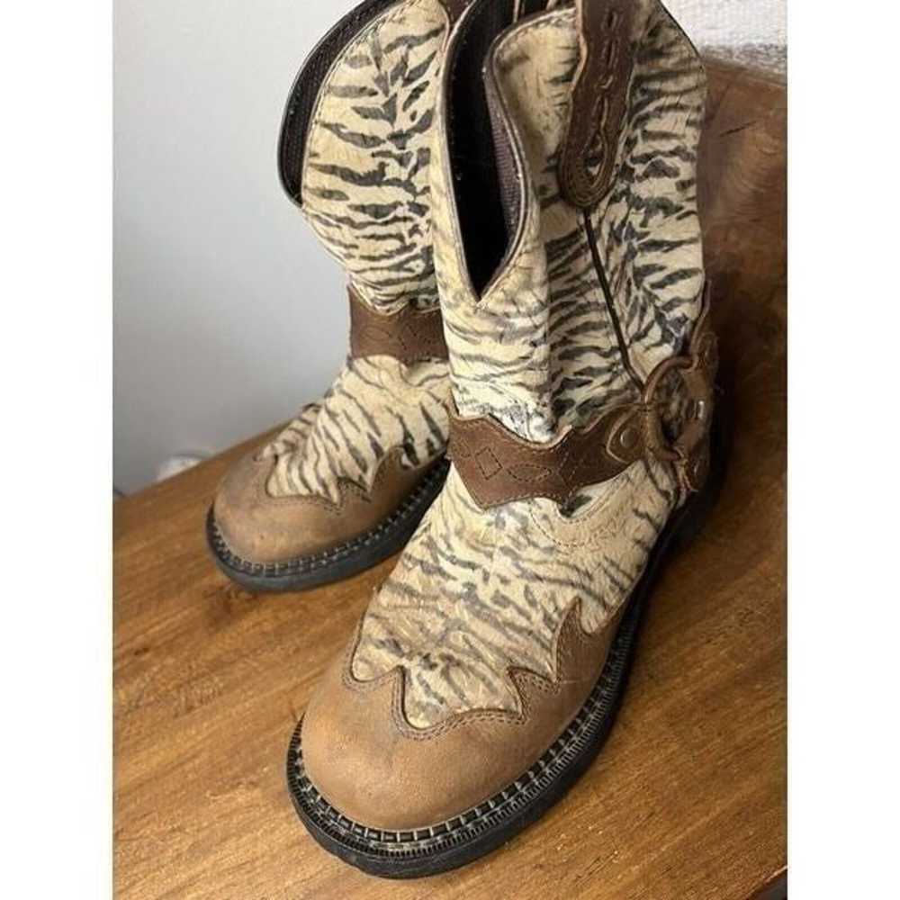 Justin Gypsy Zebra Round Toe Brown Leather Accent… - image 3
