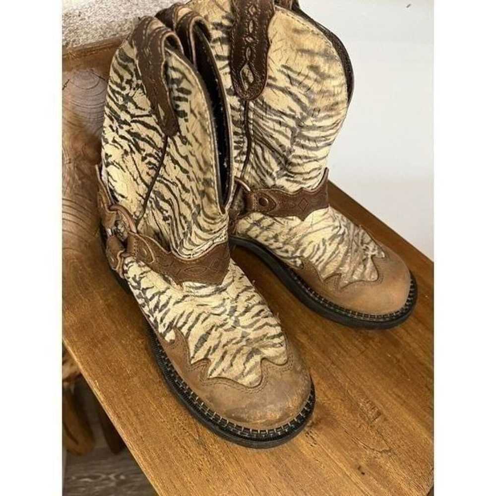 Justin Gypsy Zebra Round Toe Brown Leather Accent… - image 4