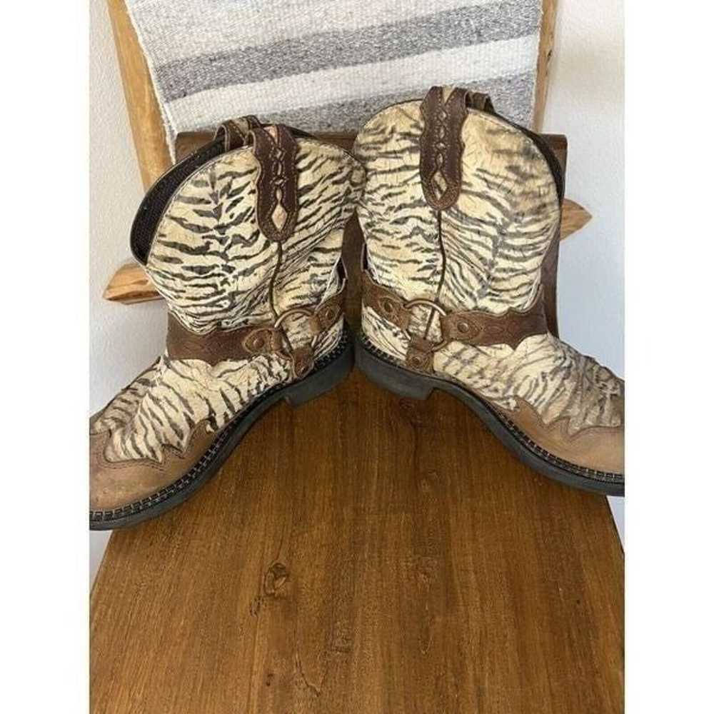 Justin Gypsy Zebra Round Toe Brown Leather Accent… - image 5