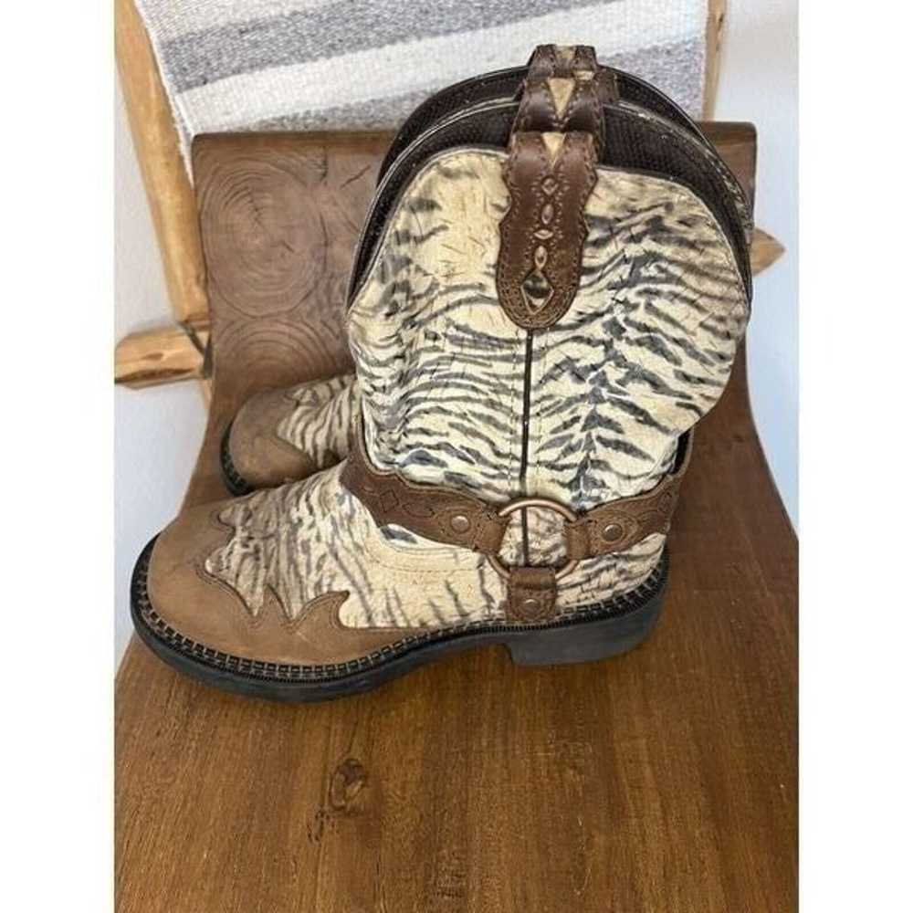 Justin Gypsy Zebra Round Toe Brown Leather Accent… - image 6