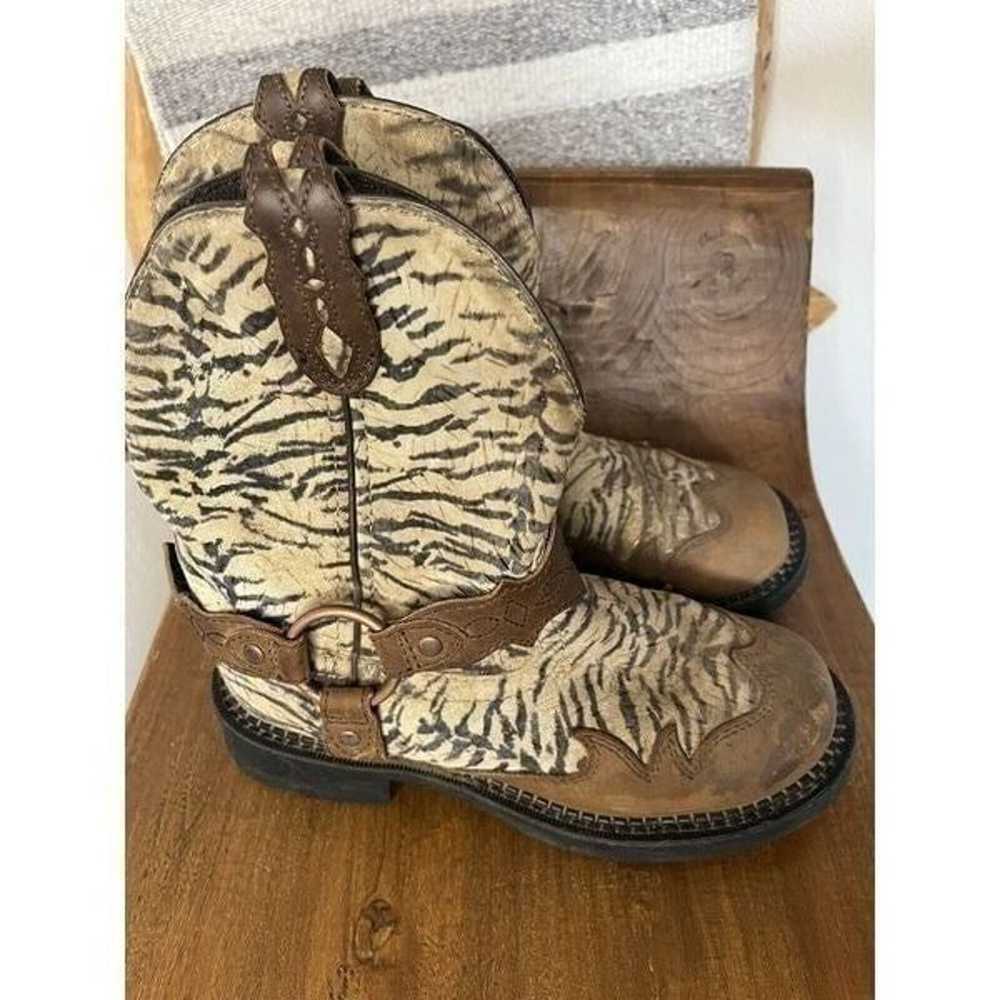 Justin Gypsy Zebra Round Toe Brown Leather Accent… - image 9