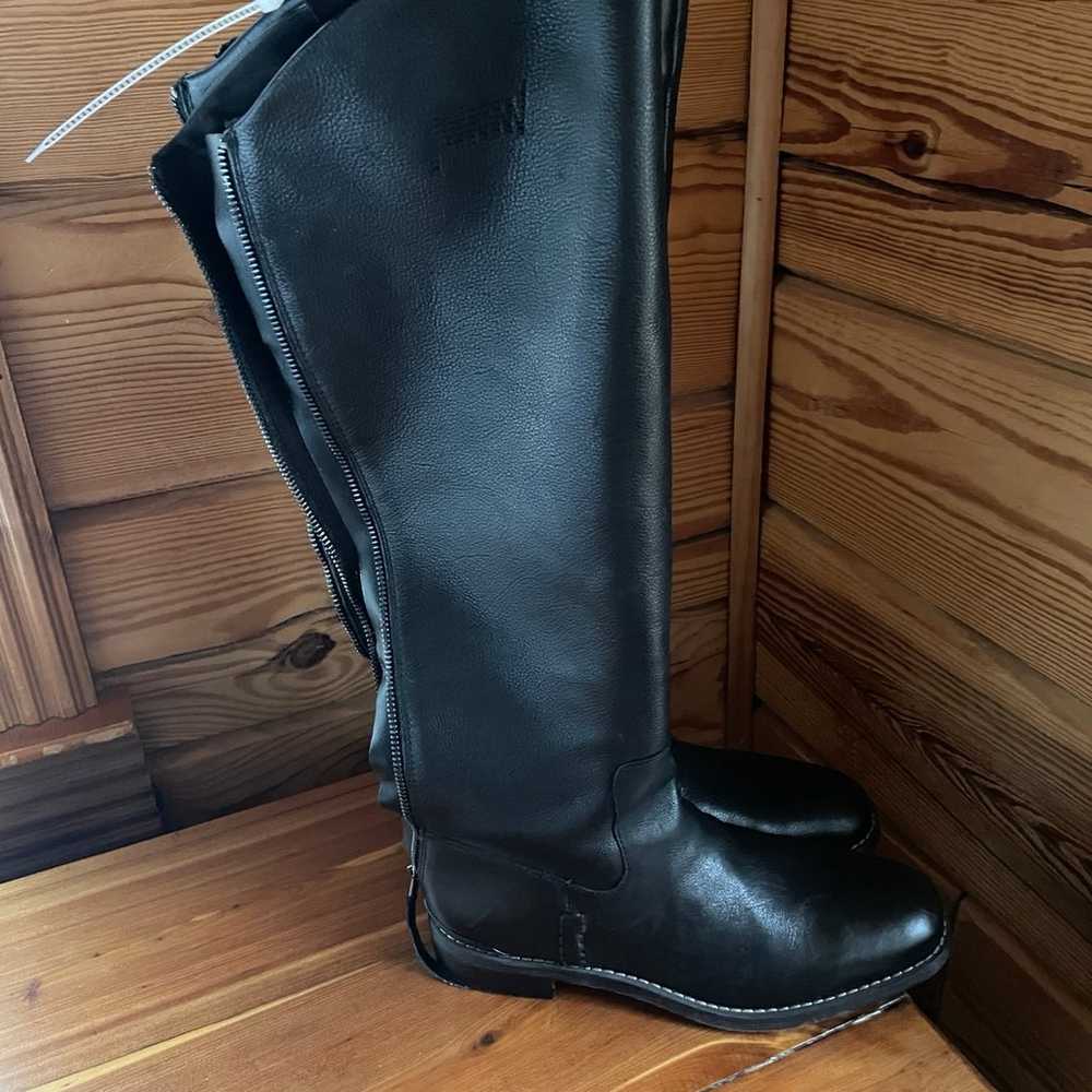 Franco Sarto Over the Knee Black Zip Leather Boot… - image 1
