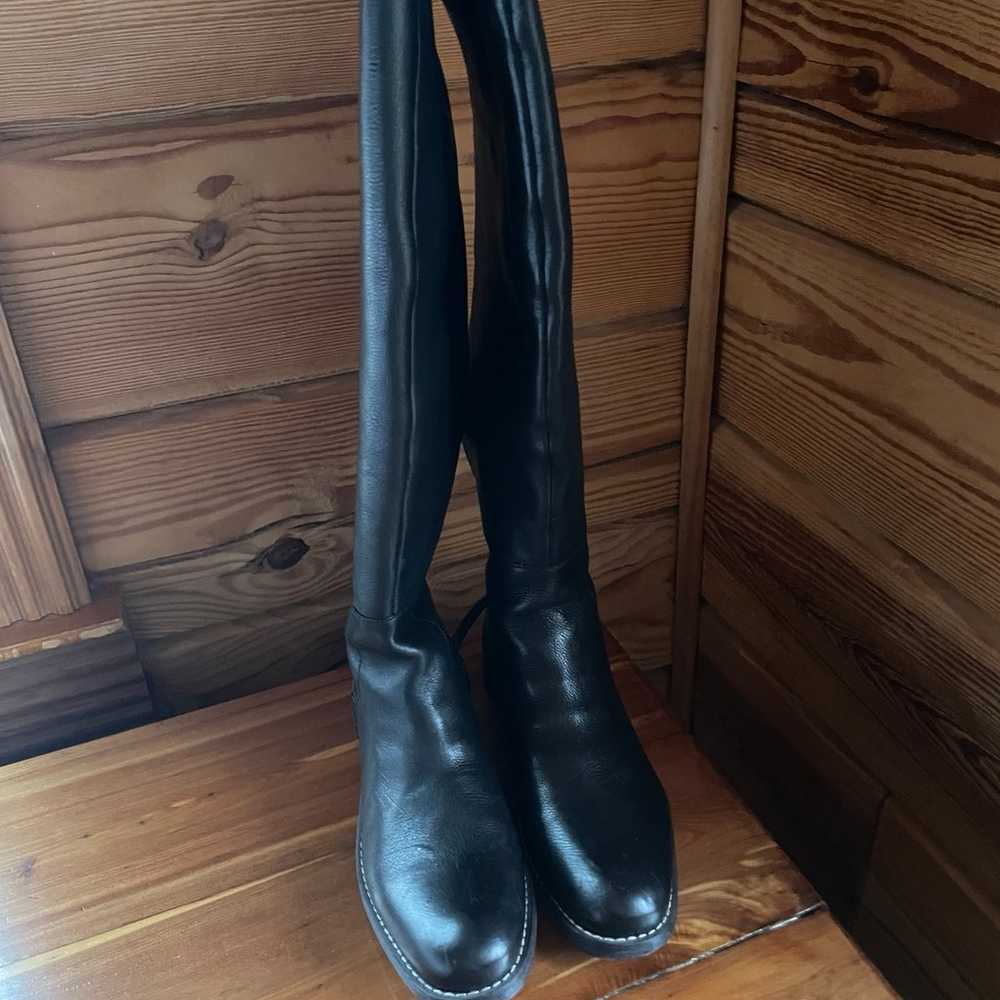 Franco Sarto Over the Knee Black Zip Leather Boot… - image 7