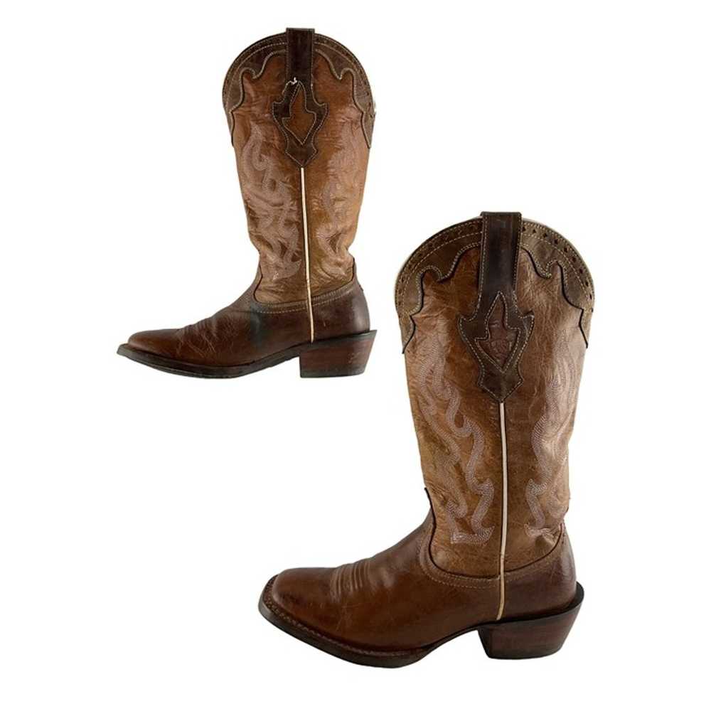Ladies Ariat Brown Leather Square Toe Western Cow… - image 2