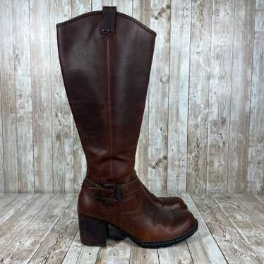 Born buckle Brown leather heeled boot womens 7.5