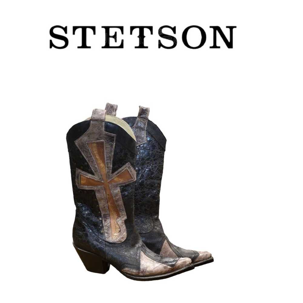 Stetson Cross Overlay Western Boots Size 6.5 - image 1