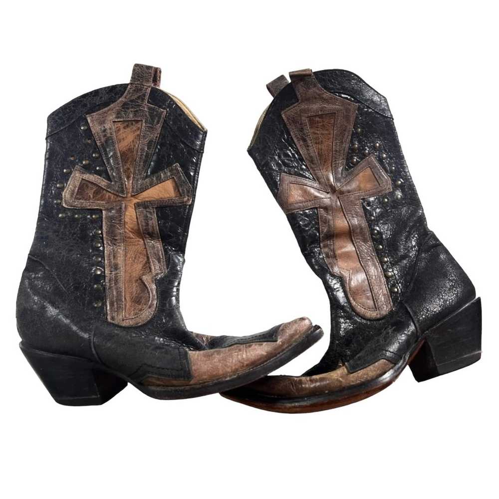 Stetson Cross Overlay Western Boots Size 6.5 - image 5