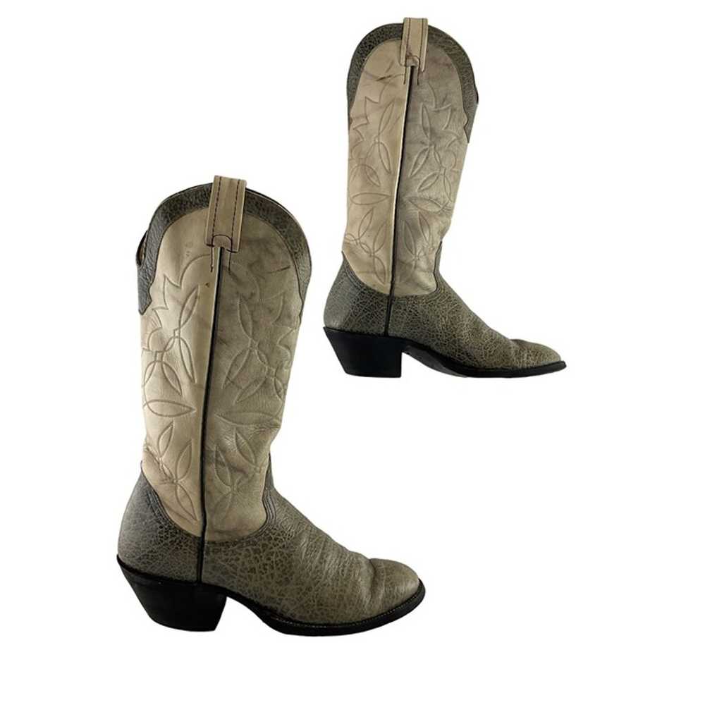Ladies Nocona Gray Leather Round Toe Western Cowg… - image 1