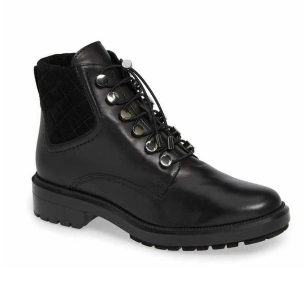 AQUATALIA Linda Black Leather Combat Boots Size 11 - image 1