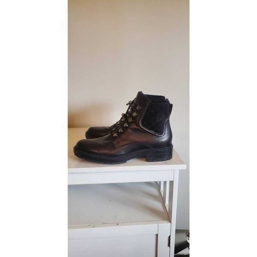 AQUATALIA Linda Black Leather Combat Boots Size 11 - image 2