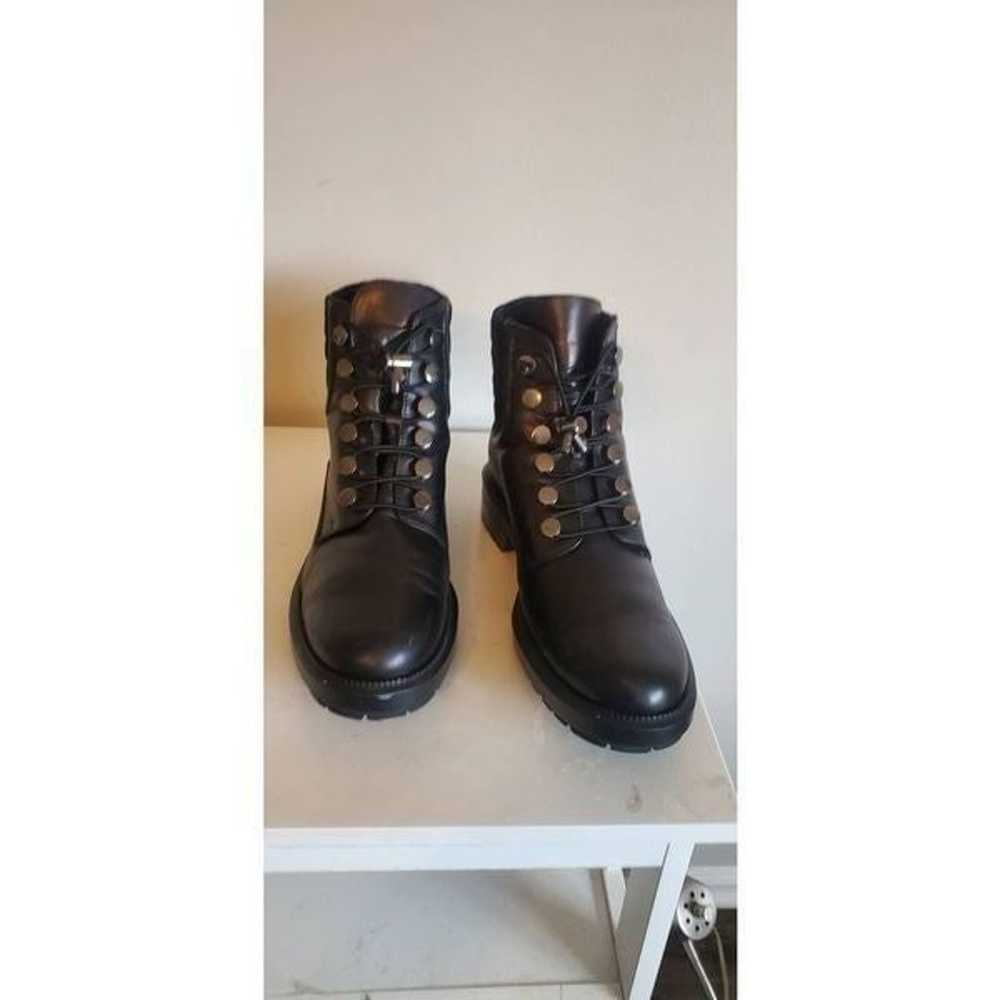 AQUATALIA Linda Black Leather Combat Boots Size 11 - image 3