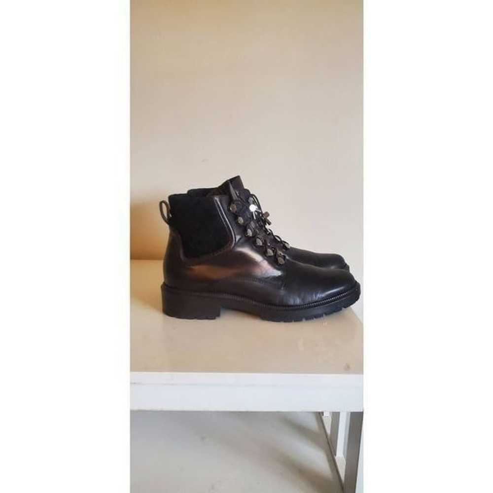 AQUATALIA Linda Black Leather Combat Boots Size 11 - image 4