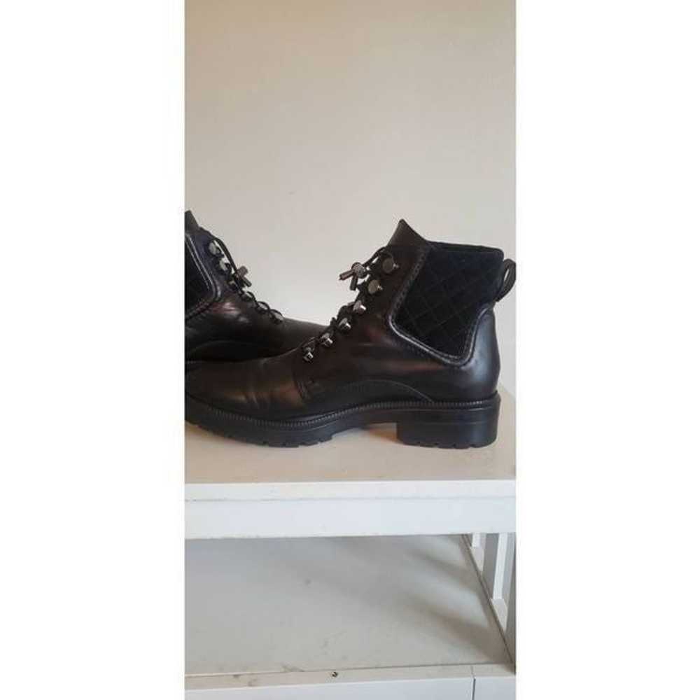 AQUATALIA Linda Black Leather Combat Boots Size 11 - image 7