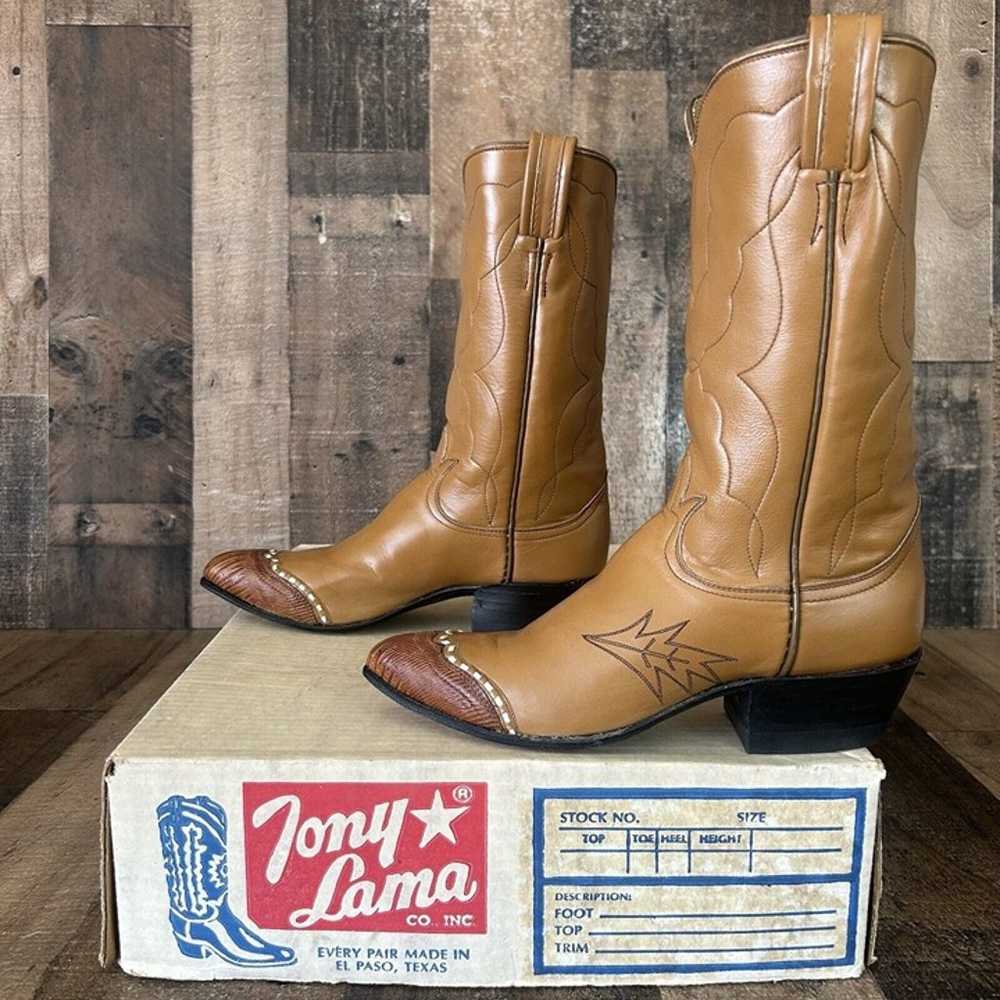 Tony Lama Vintage Gold Label Lizard Wingtip Cowbo… - image 10