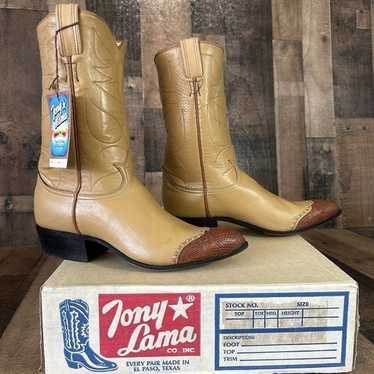Tony Lama Vintage Gold Label Lizard Wingtip Cowbo… - image 1