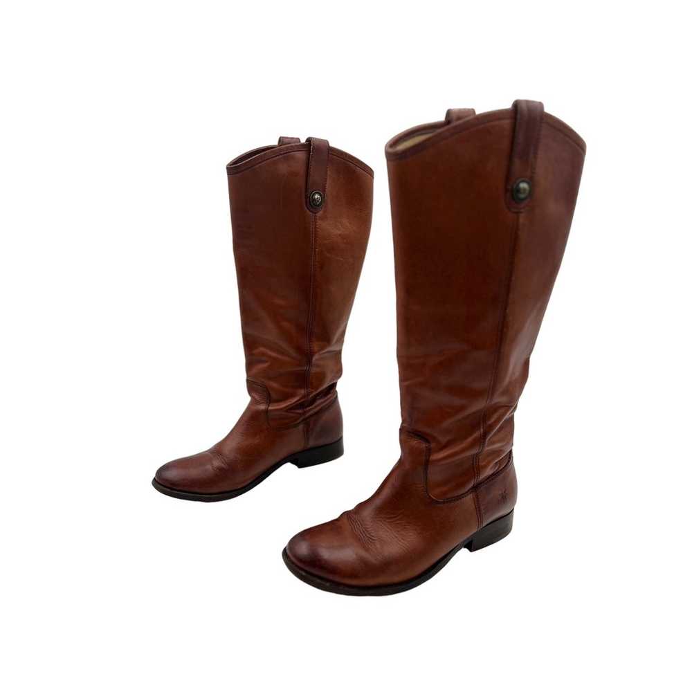 Frye Cox Knee High Leather Boots Cognac Brown - image 10