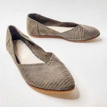 Toms Jutti Neat Olive Green Textured Pointed Toe … - image 1
