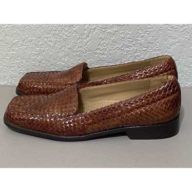 Trotters Lori Womens Brown Leather Woven Slip On L