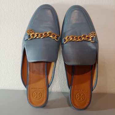 Tory Burch Mini Benton Leather Loafer Slides Blue 