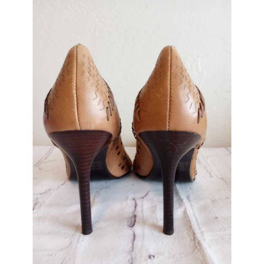 Steve Madden Leather Heels Lazer Cut Cognac Point… - image 7