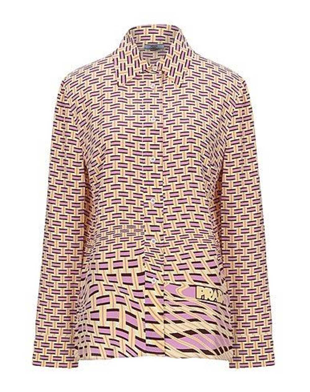 Prada Crepe De Chine Weave Print Silk Blouse - image 1